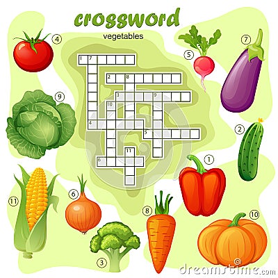 Crossword puzzle game of vegetable Vector Illustration